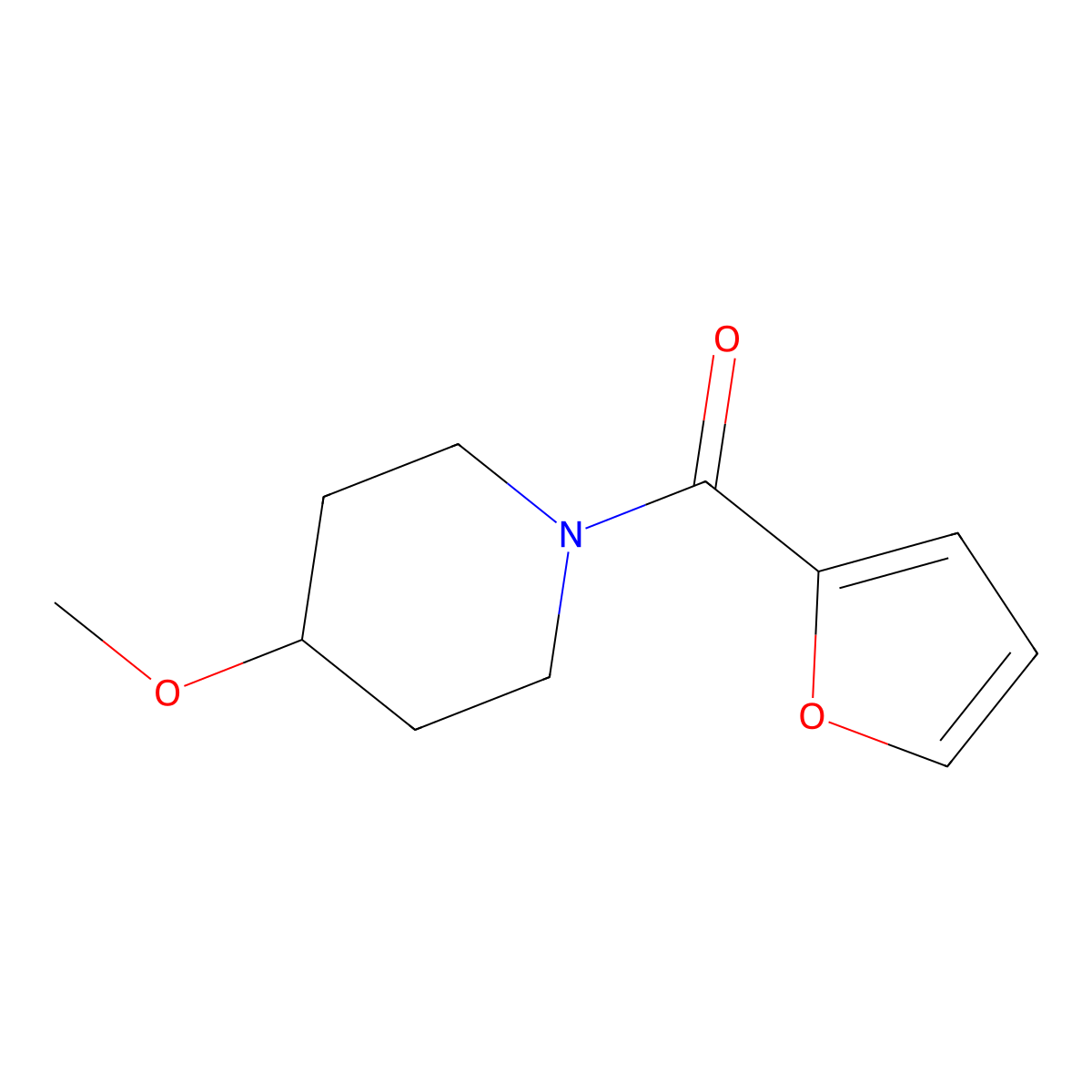 Furan-2-yl(4-methoxypiperidin-1-yl)methanone molecular structure, CAS 1235633-62-1
