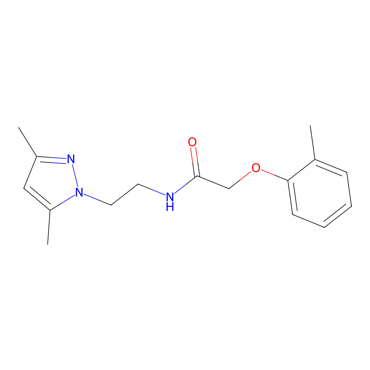 N-(2-(3,5-dimethyl-1H-pyrazol-1-yl)ethyl)-2-(o-tolyloxy)acetamide molecular structure, CAS 1235633-74-5