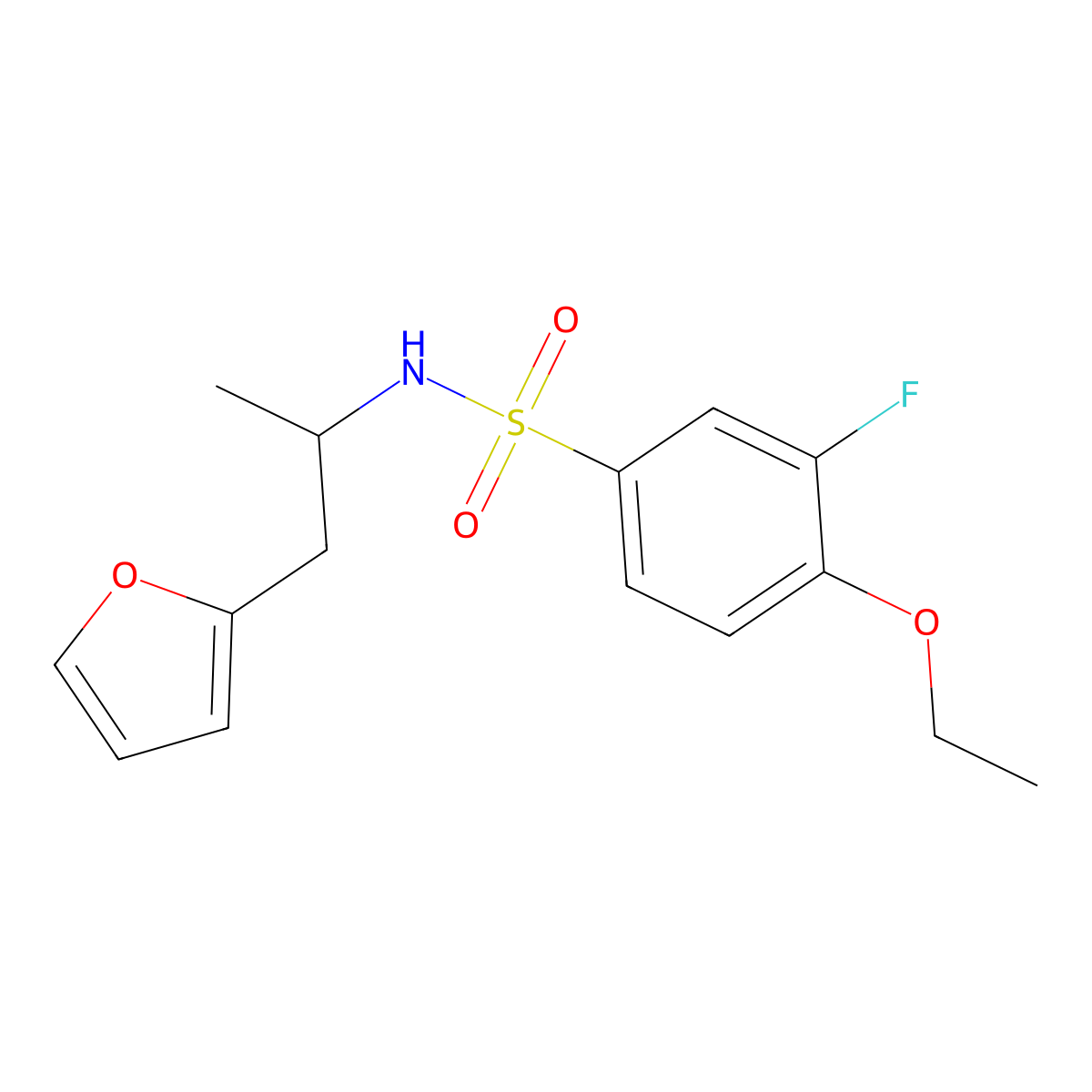4-ethoxy-3-fluoro-N-(1-(furan-2-yl)propan-2-yl)benzenesulfonamide molecular structure, CAS 1235633-79-0