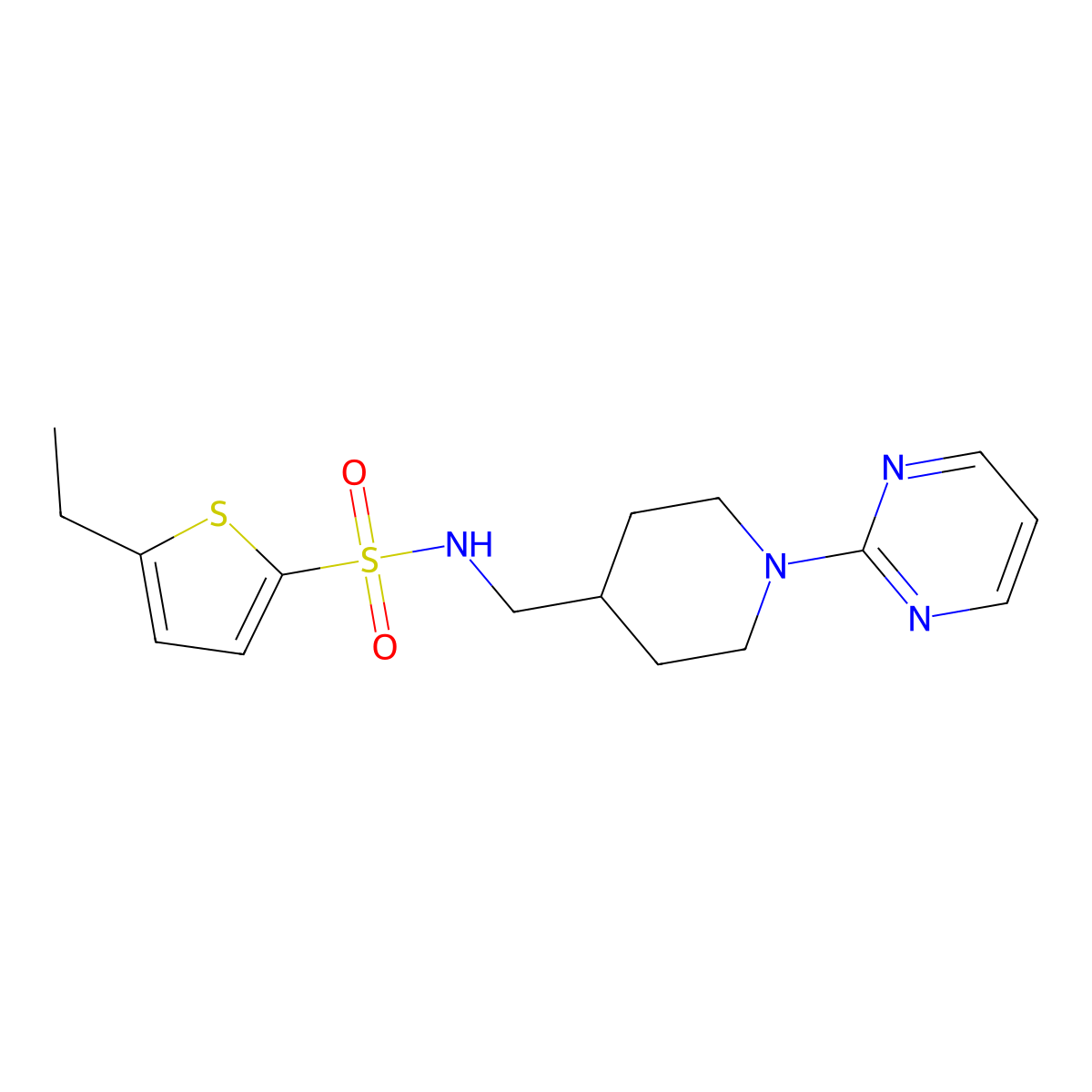 5-ethyl-N-{[1-(pyrimidin-2-yl)piperidin-4-yl]methyl}thiophene-2-sulfonamide molecular structure, CAS 1235633-84-7