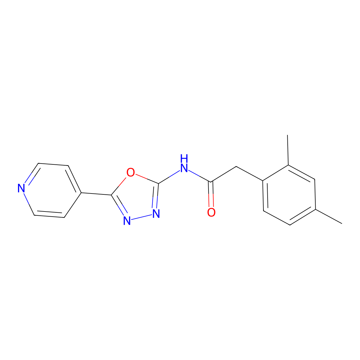 2-(2,4-dimethylphenyl)-N-[5-(pyridin-4-yl)-1,3,4-oxadiazol-2-yl]acetamide molecular structure, CAS 1235633-96-1