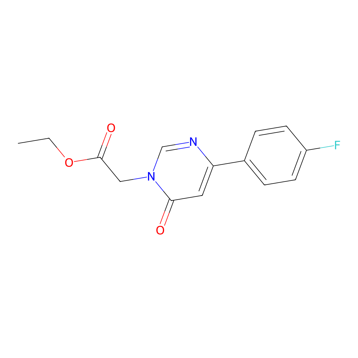 ethyl 2-(4-(4-fluorophenyl)-6-oxopyrimidin-1(6H)-yl)acetate molecular structure, CAS 1235634-01-1