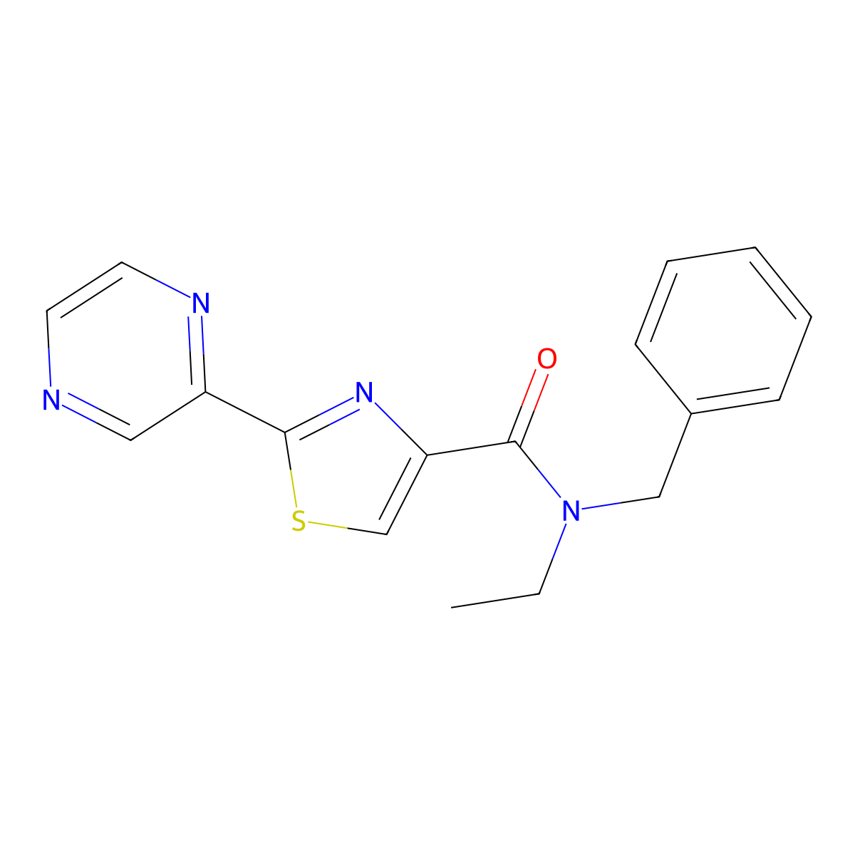 N-benzyl-N-ethyl-2-(pyrazin-2-yl)thiazole-4-carboxamide molecular structure, CAS 1235634-68-0
