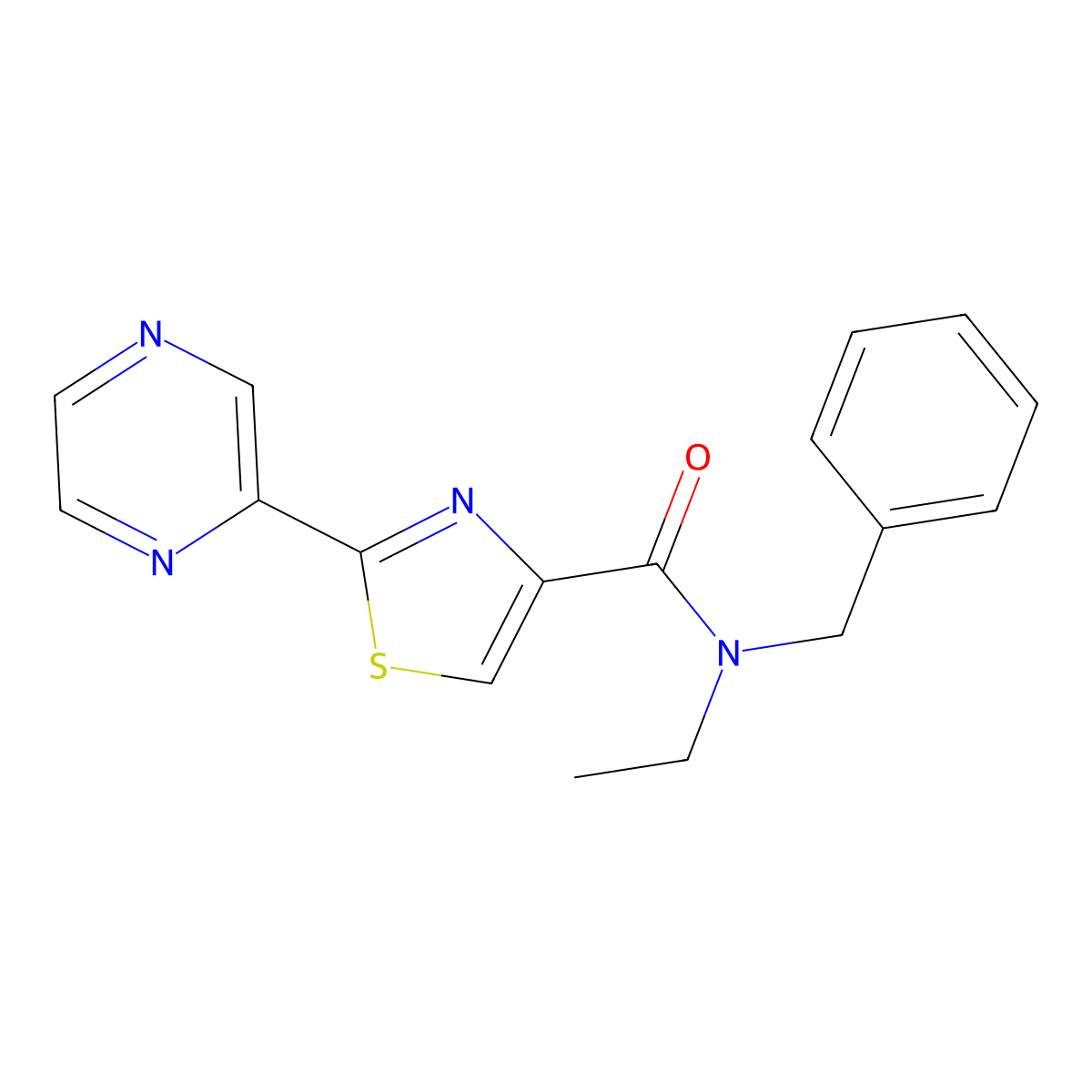 N-benzyl-N-ethyl-2-(pyrazin-2-yl)thiazole-4-carboxamide molecular structure, CAS 1235634-68-0