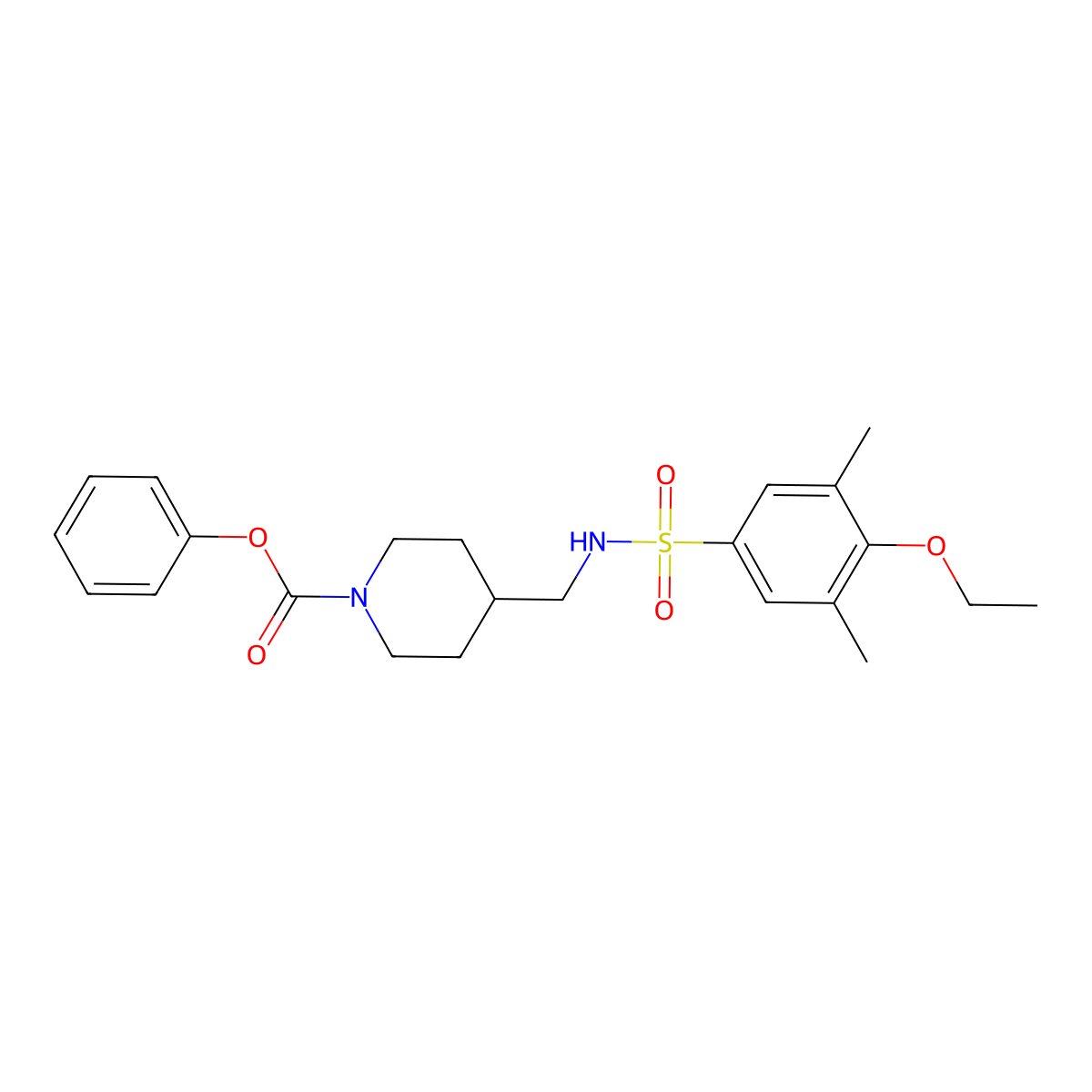 Phenyl 4-[(4-ethoxy-3,5-dimethylbenzenesulfonamido)methyl]piperidine-1-carboxylate molecular structure, CAS 1235635-24-1