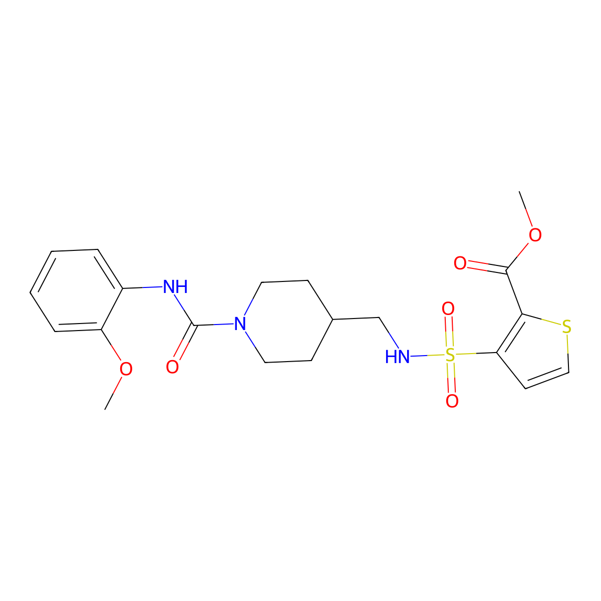 methyl 3-(N-((1-((2-methoxyphenyl)carbamoyl)piperidin-4-yl)methyl)sulfamoyl)thiophene-2-carboxylate molecular structure, CAS 1235635-36-5