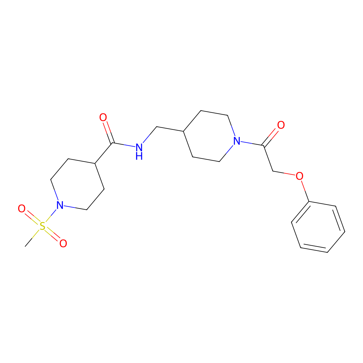 1-(methylsulfonyl)-N-((1-(2-phenoxyacetyl)piperidin-4-yl)methyl)piperidine-4-carboxamide molecular structure, CAS 1235635-66-1