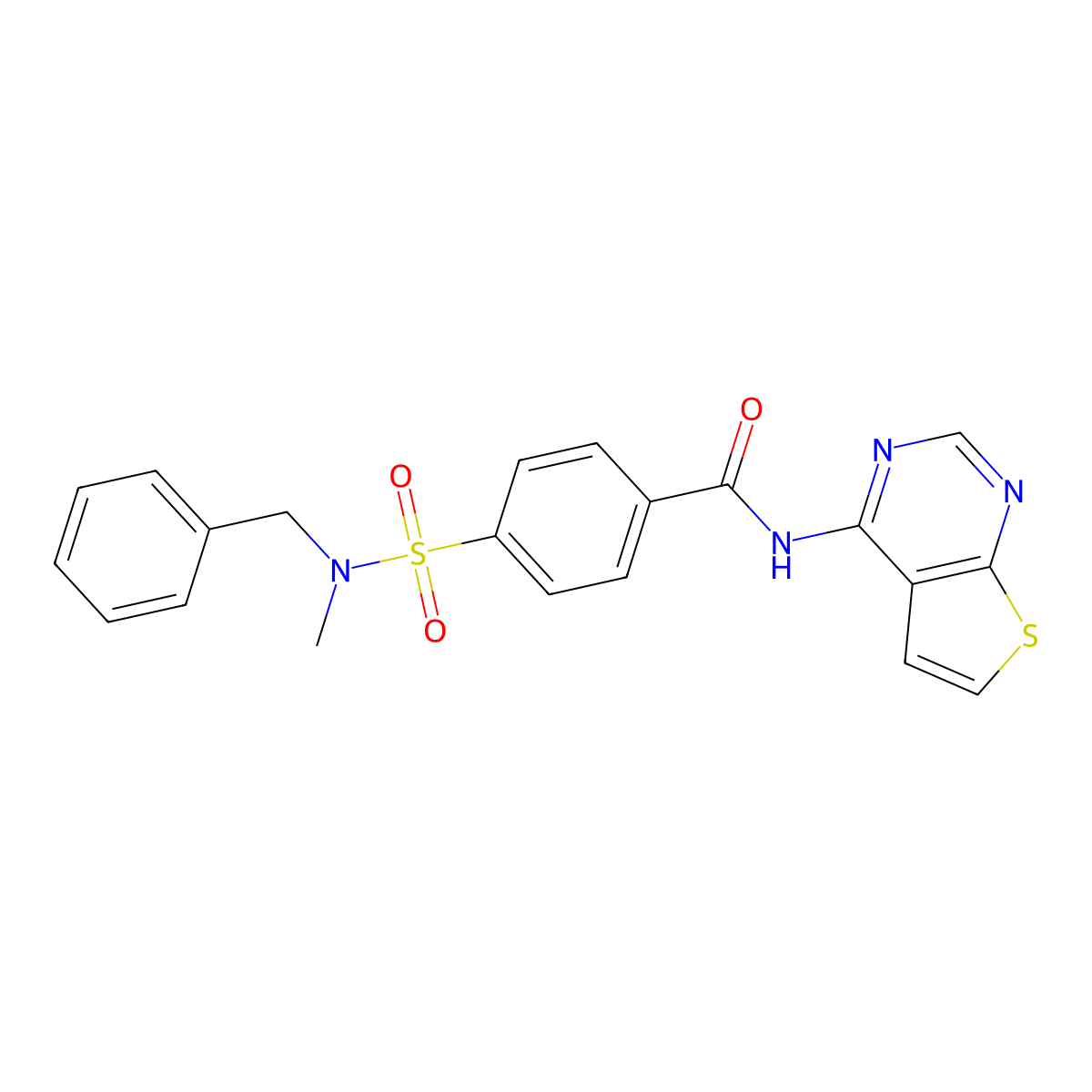 4-(N-benzyl-N-methylsulfamoyl)-N-(thieno[2,3-d]pyrimidin-4-yl)benzamide molecular structure, CAS 1235635-80-9