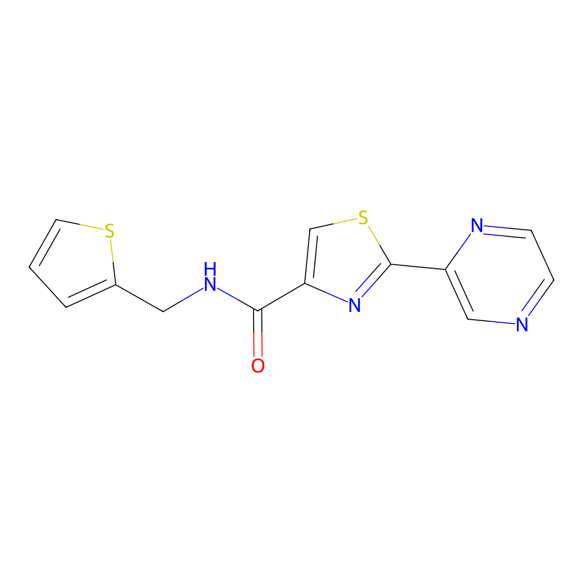 2-(pyrazin-2-yl)-N-(thiophen-2-ylmethyl)thiazole-4-carboxamide molecular structure, CAS 1235636-79-9