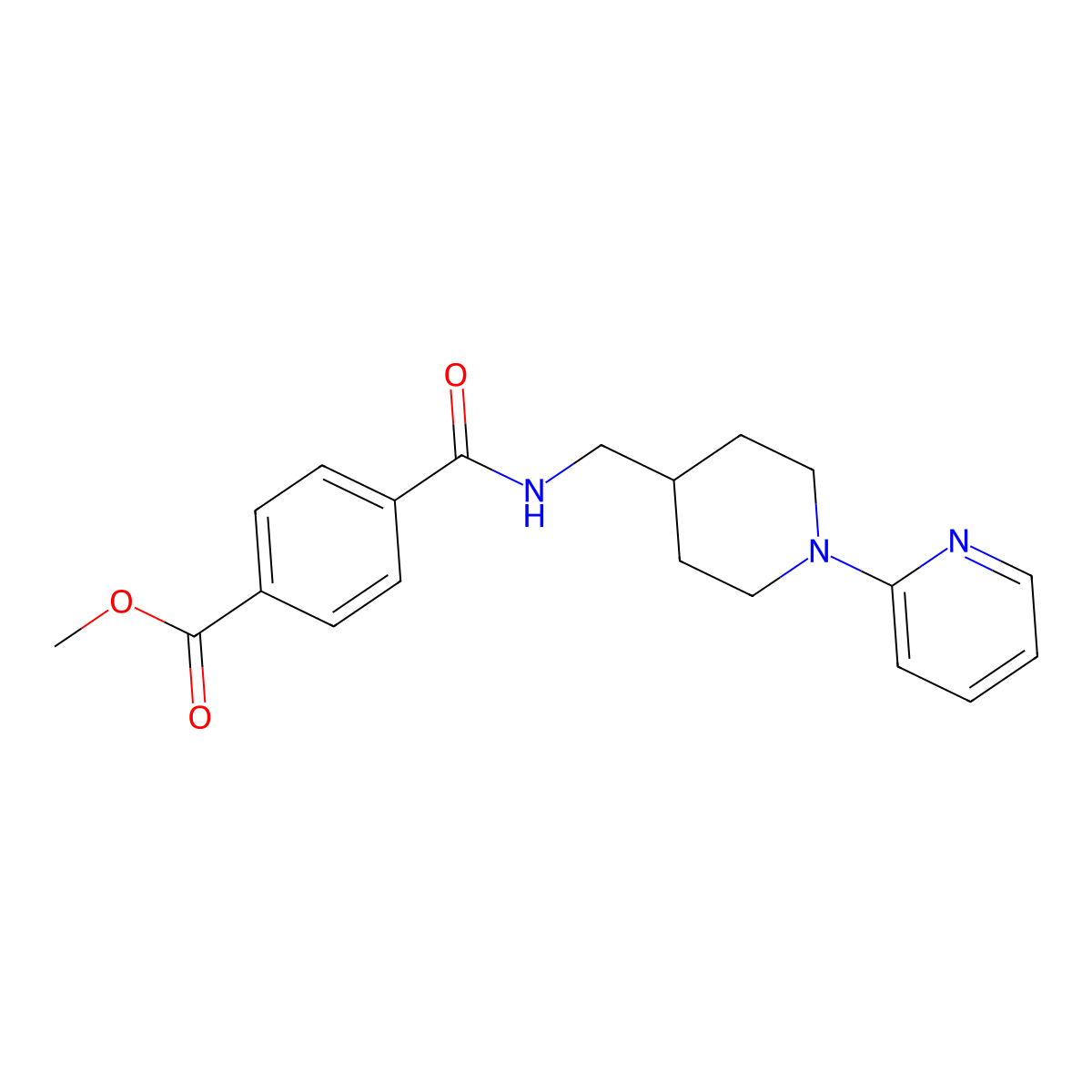 Methyl 4-(((1-(pyridin-2-yl)piperidin-4-yl)methyl)carbamoyl)benzoate molecular structure, CAS 1235637-14-5