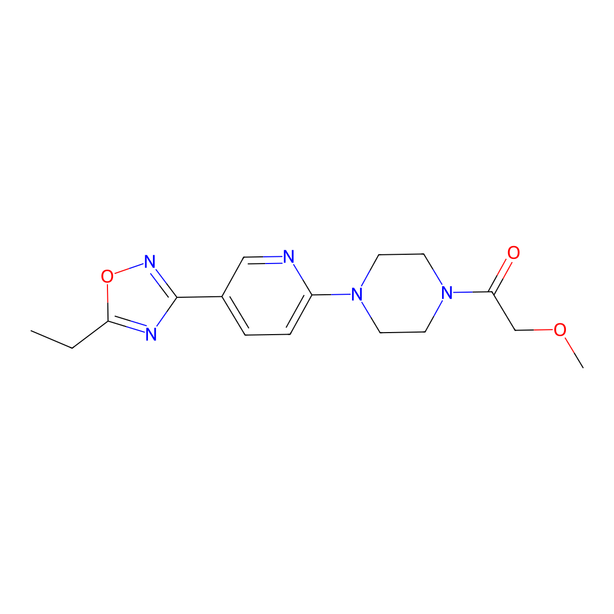 1-(4-(5-(5-Ethyl-1,2,4-oxadiazol-3-yl)pyridin-2-yl)piperazin-1-yl)-2-methoxyethanone molecular structure, CAS 1235637-31-6