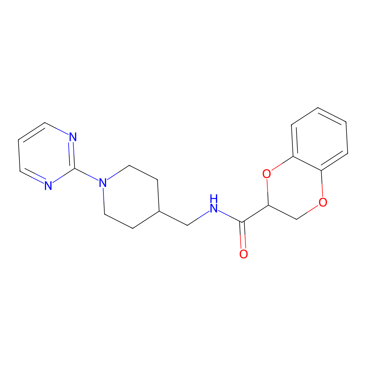 N-{[1-(pyrimidin-2-yl)piperidin-4-yl]methyl}-2,3-dihydro-1,4-benzodioxine-2-carboxamide molecular structure, CAS 1235637-68-9