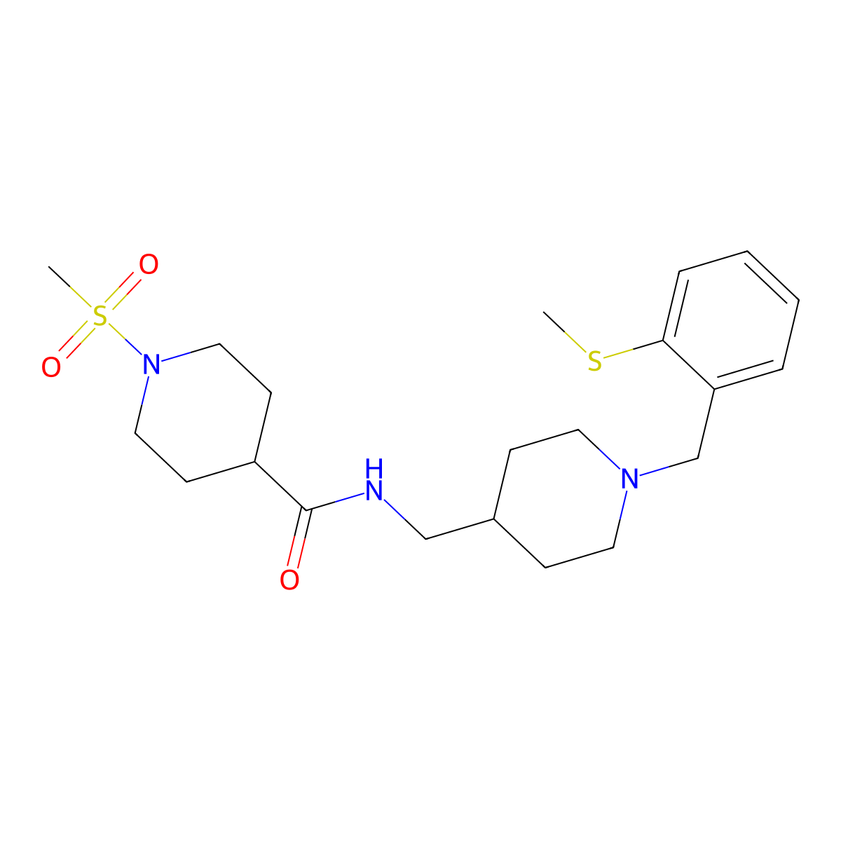 1-(methylsulfonyl)-N-((1-(2-(methylthio)benzyl)piperidin-4-yl)methyl)piperidine-4-carboxamide molecular structure, CAS 1235639-18-5