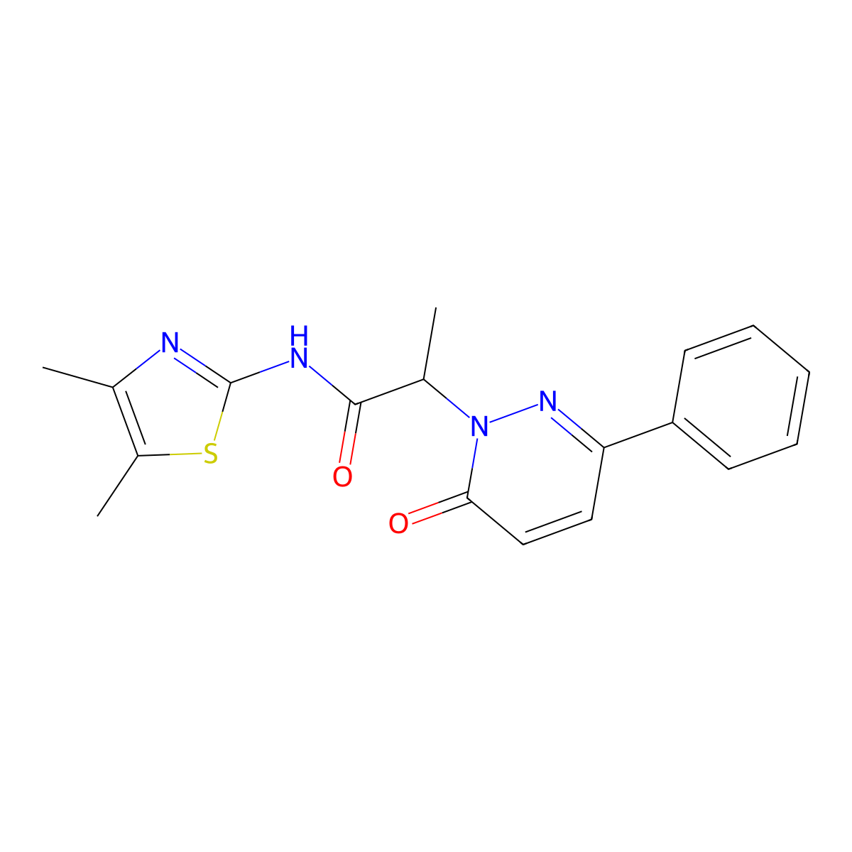 N-(4,5-dimethylthiazol-2-yl)-2-(6-oxo-3-phenylpyridazin-1(6H)-yl)propanamide molecular structure, CAS 1235639-23-2