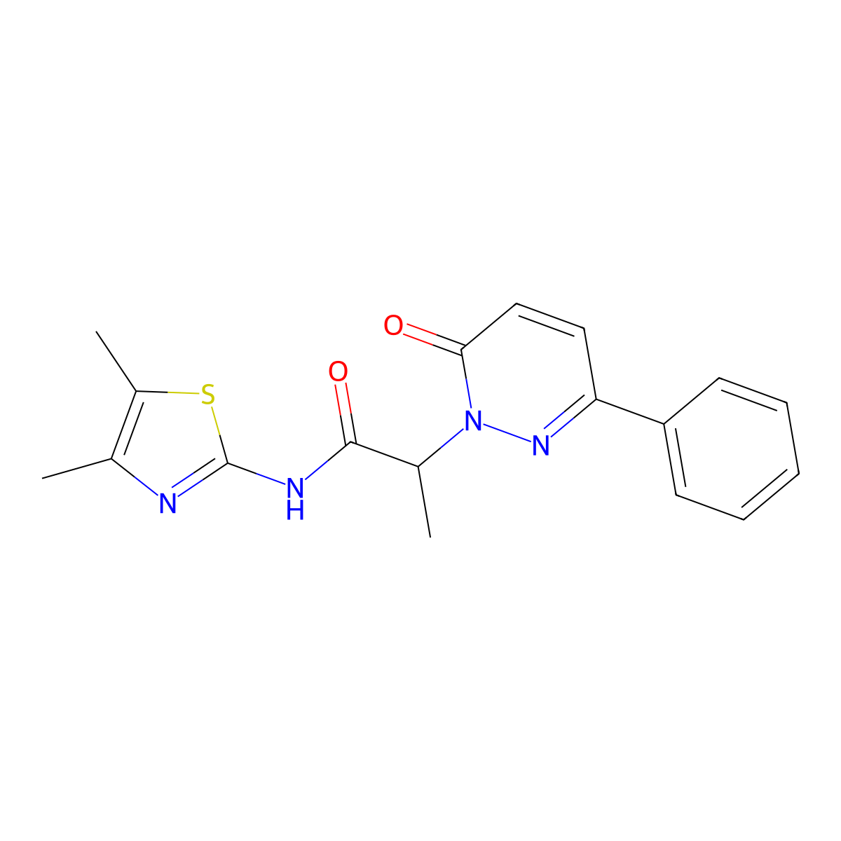 N-(4,5-dimethylthiazol-2-yl)-2-(6-oxo-3-phenylpyridazin-1(6H)-yl)propanamide molecular structure, CAS 1235639-23-2