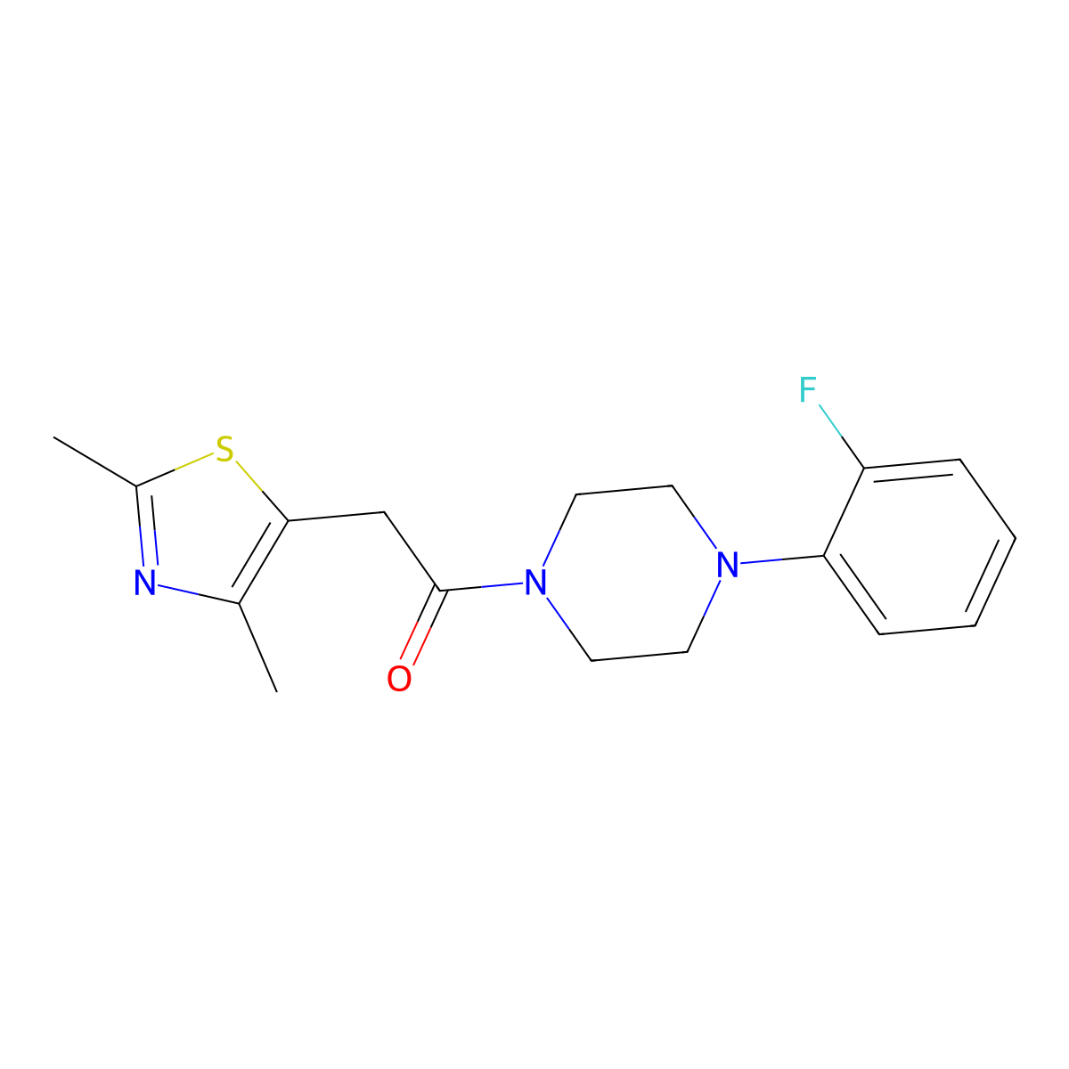 2-(2,4-Dimethylthiazol-5-yl)-1-(4-(2-fluorophenyl)piperazin-1-yl)ethanone molecular structure, CAS 1235639-68-5