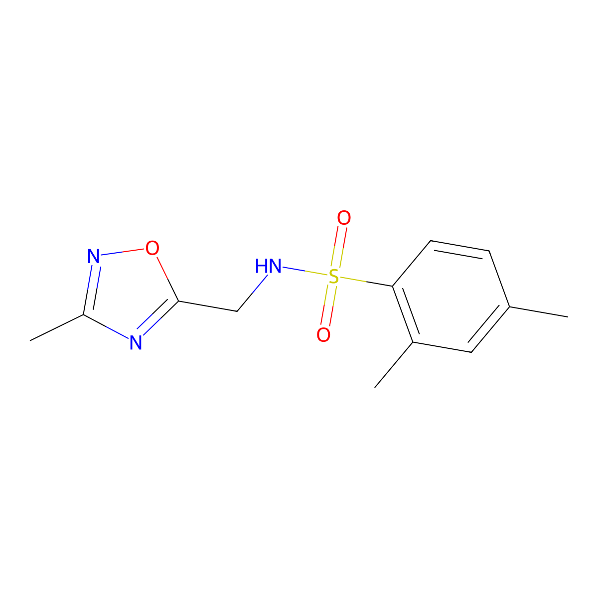 2,4-dimethyl-N-[(3-methyl-1,2,4-oxadiazol-5-yl)methyl]benzenesulfonamide molecular structure, CAS 1235640-75-1