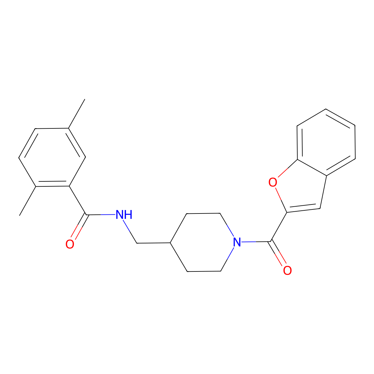 N-((1-(benzofuran-2-carbonyl)piperidin-4-yl)methyl)-2,5-dimethylbenzamide molecular structure, CAS 1235641-17-4