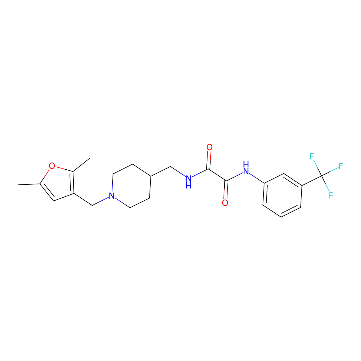 N1-((1-((2,5-dimethylfuran-3-yl)methyl)piperidin-4-yl)methyl)-N2-(3-(trifluoromethyl)phenyl)oxalamide molecular structure, CAS 1235641-78-7