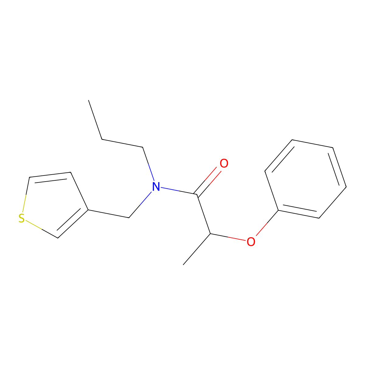 2-phenoxy-N-propyl-N-(thiophen-3-ylmethyl)propanamide molecular structure, CAS 1235641-99-2