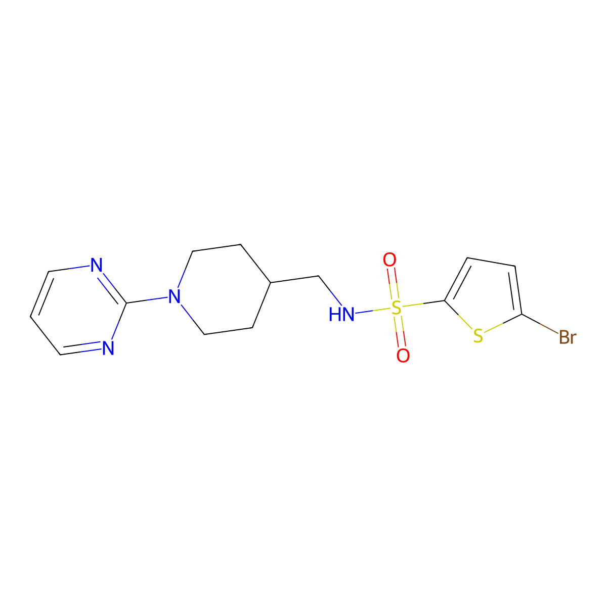 5-bromo-N-{[1-(pyrimidin-2-yl)piperidin-4-yl]methyl}thiophene-2-sulfonamide molecular structure, CAS 1235642-14-4