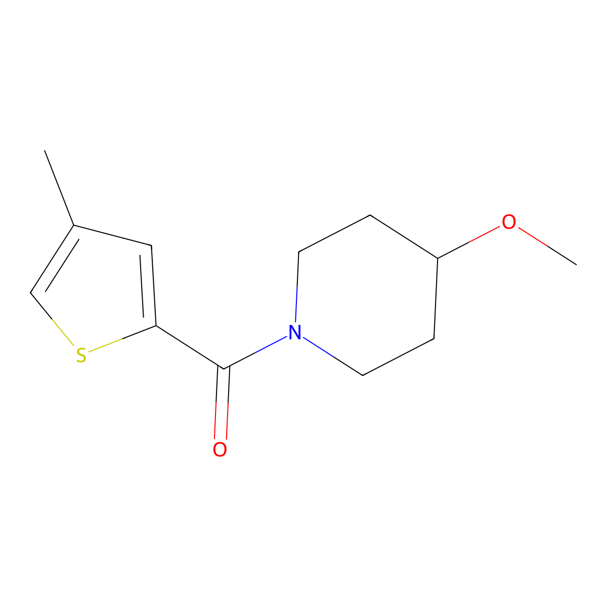 4-Methoxy-1-(4-methylthiophene-2-carbonyl)piperidine molecular structure, CAS 1235642-30-4