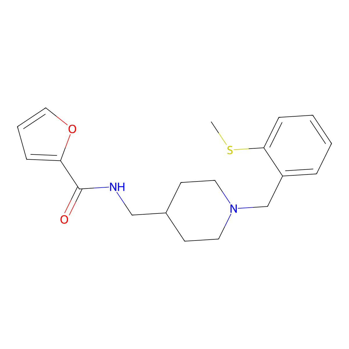 N-((1-(2-(methylthio)benzyl)piperidin-4-yl)methyl)furan-2-carboxamide molecular structure, CAS 1235642-39-3