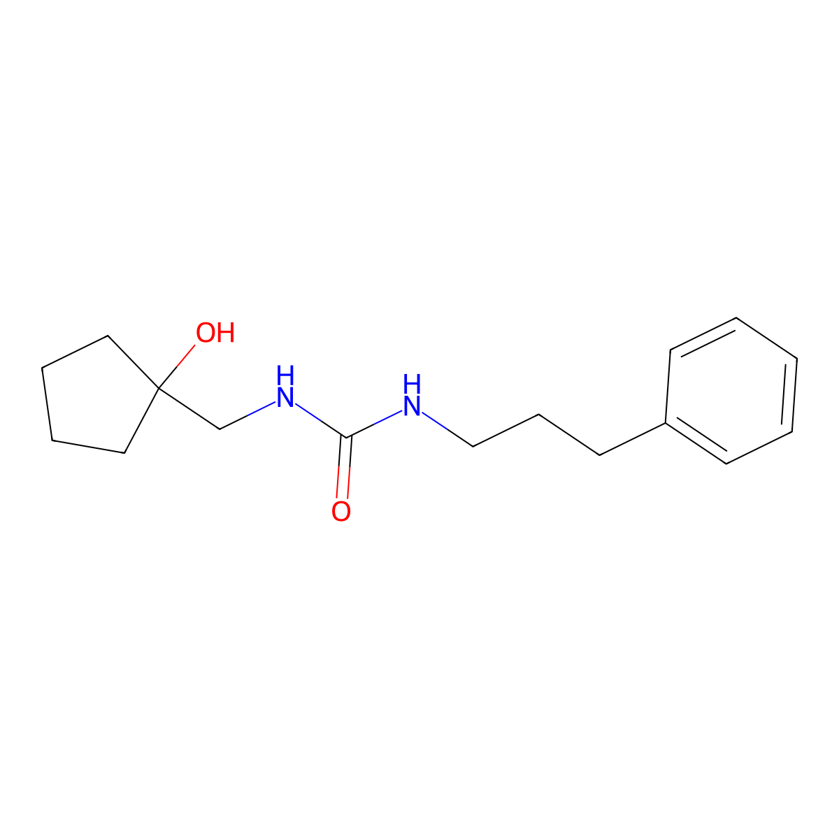 1-((1-Hydroxycyclopentyl)methyl)-3-(3-phenylpropyl)urea molecular structure, CAS 1235642-54-2
