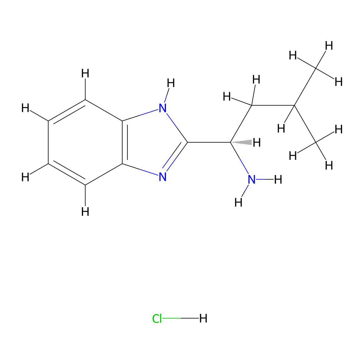 (R)-1-(1H-Benzimidazol-2-YL)-3-methylbutylamine hydrochloride molecular structure, CAS 1235643-62-5