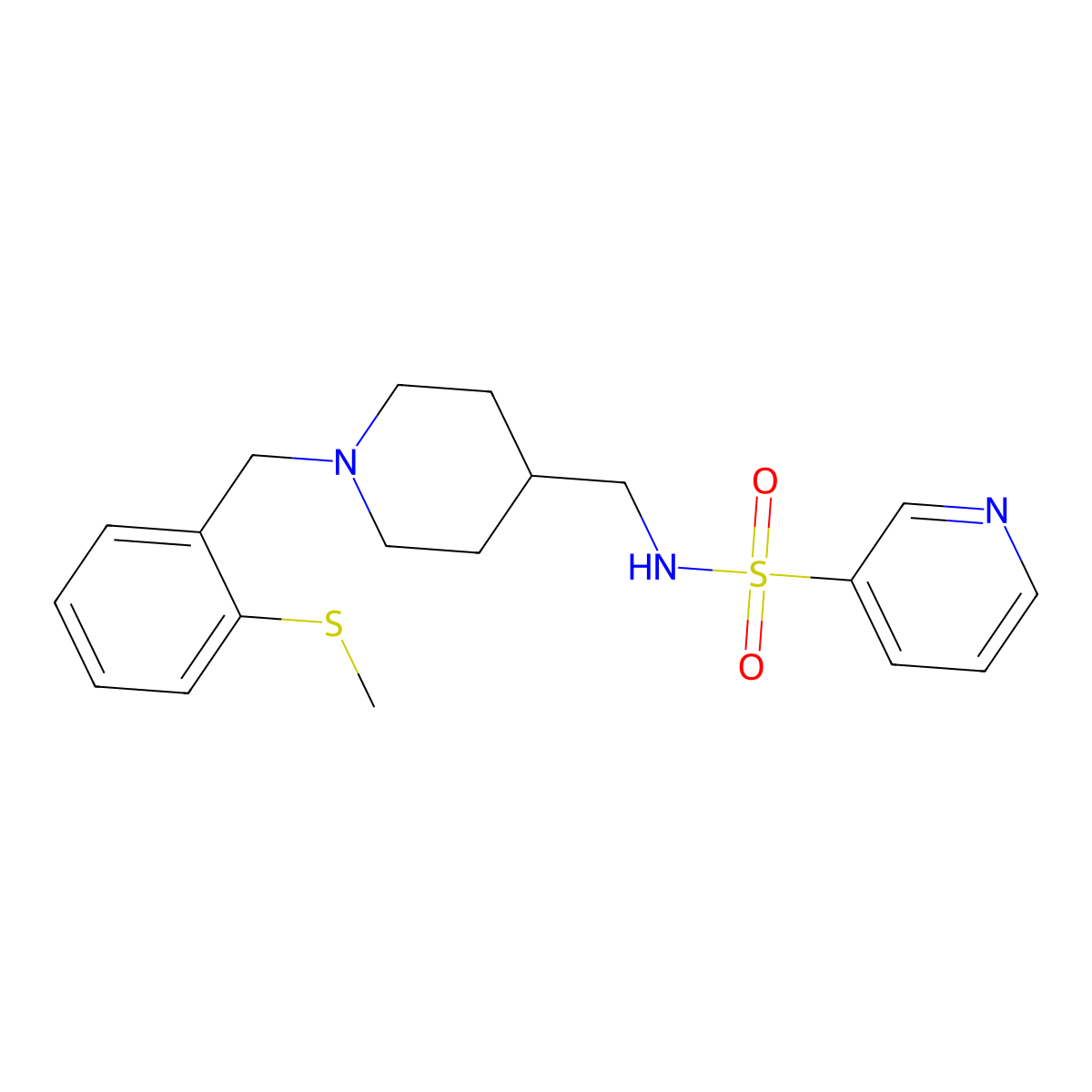 N-((1-(2-(methylthio)benzyl)piperidin-4-yl)methyl)pyridine-3-sulfonamide molecular structure, CAS 1235643-69-2