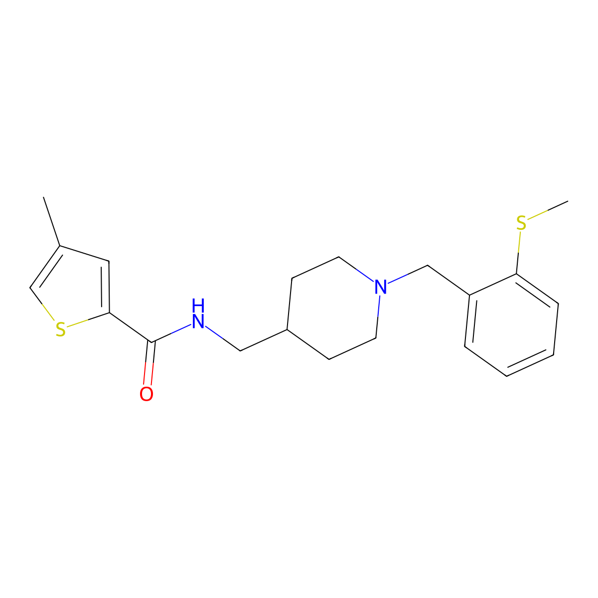 4-methyl-N-((1-(2-(methylthio)benzyl)piperidin-4-yl)methyl)thiophene-2-carboxamide molecular structure, CAS 1235643-92-1