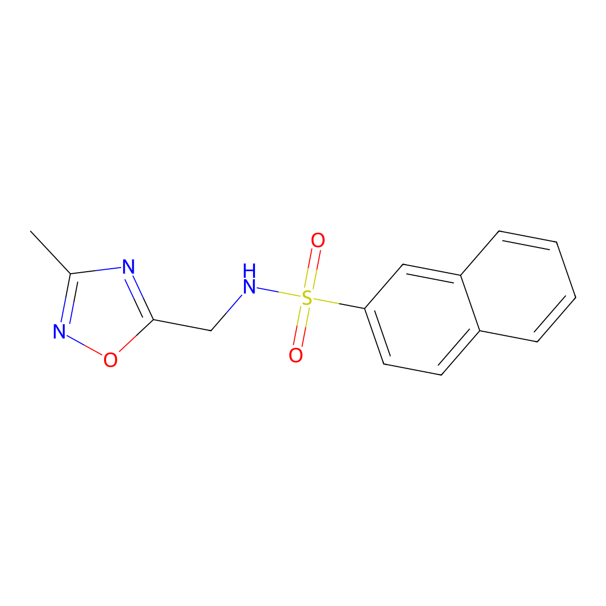 N-((3-methyl-1,2,4-oxadiazol-5-yl)methyl)naphthalene-2-sulfonamide molecular structure, CAS 1235645-21-2