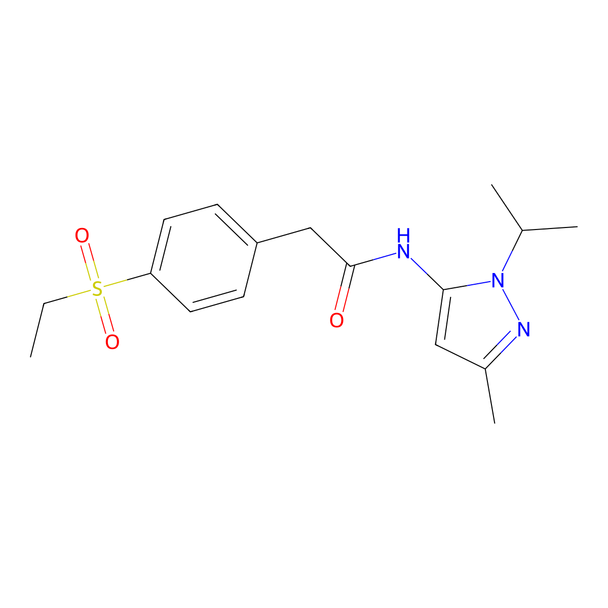 2-(4-(ethylsulfonyl)phenyl)-N-(1-isopropyl-3-methyl-1H-pyrazol-5-yl)acetamide molecular structure, CAS 1235647-51-4