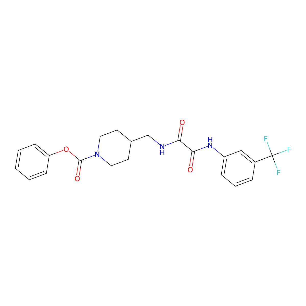 Phenyl 4-((2-oxo-2-((3-(trifluoromethyl)phenyl)amino)acetamido)methyl)piperidine-1-carboxylate molecular structure, CAS 1235648-16-4
