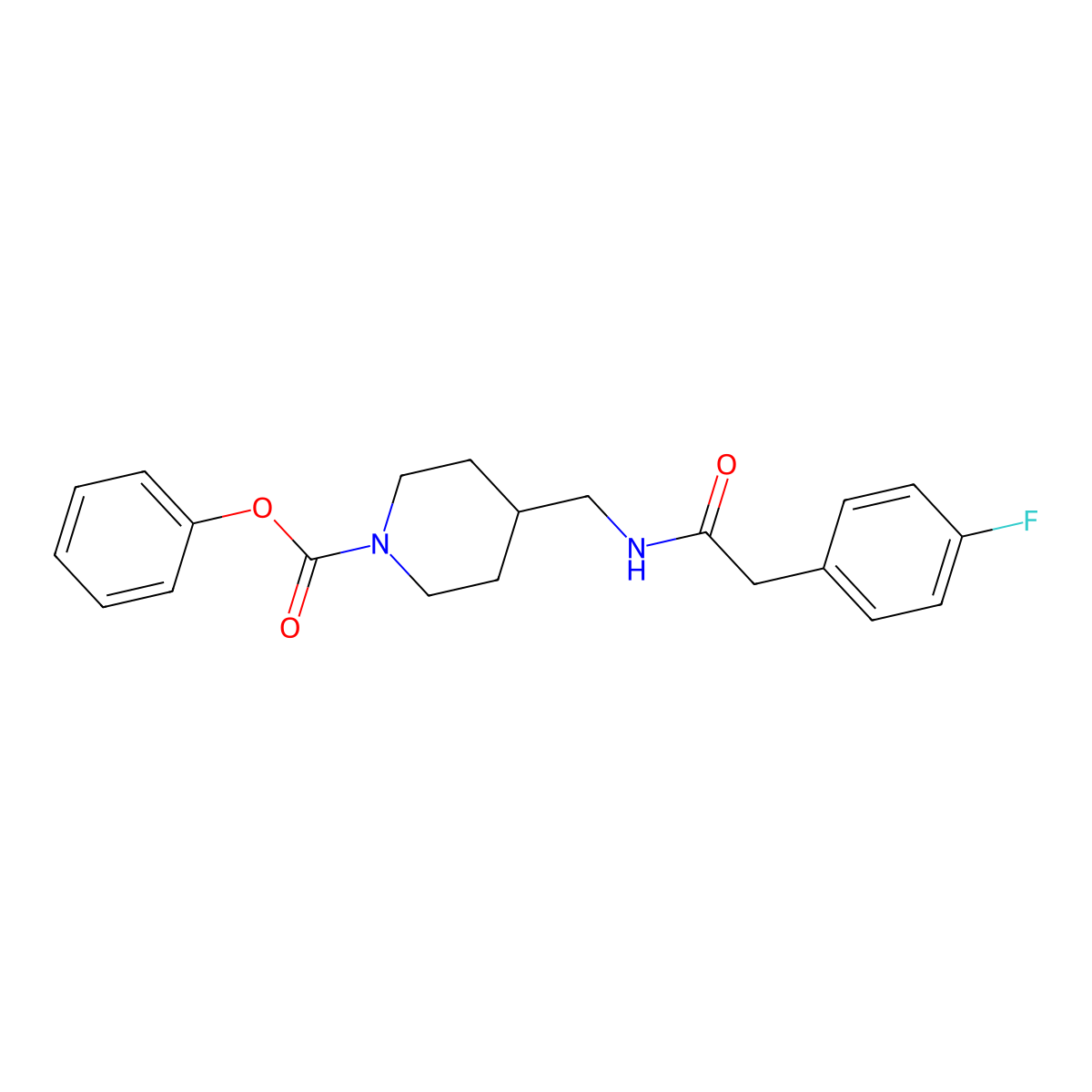 Phenyl 4-((2-(4-fluorophenyl)acetamido)methyl)piperidine-1-carboxylate molecular structure, CAS 1235648-37-9