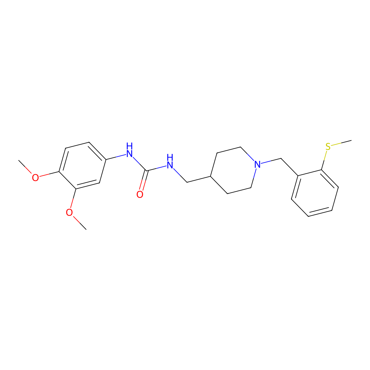 1-(3,4-Dimethoxyphenyl)-3-[(1-{[2-(methylsulfanyl)phenyl]methyl}piperidin-4-yl)methyl]urea molecular structure, CAS 1235648-92-6