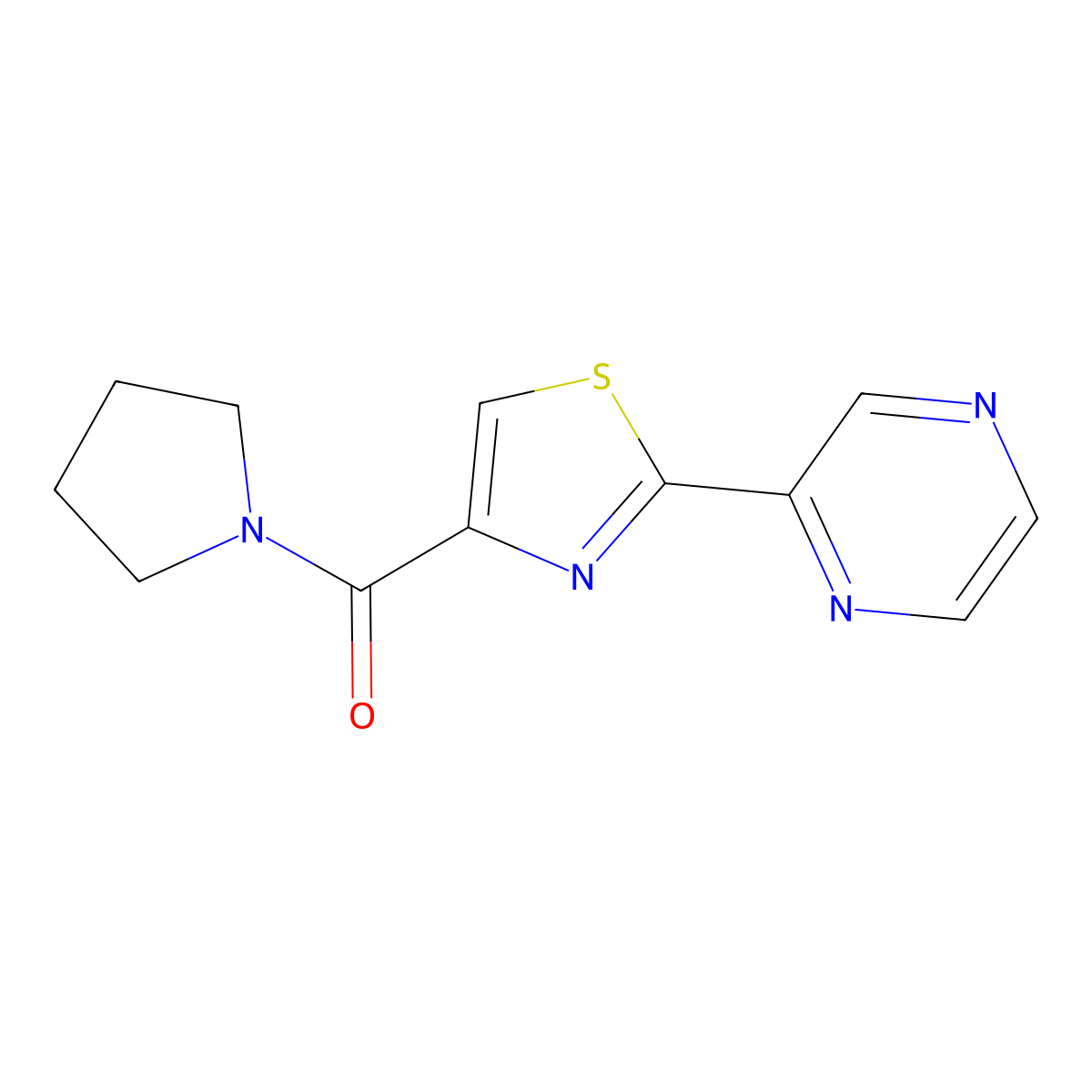 (2-(Pyrazin-2-yl)thiazol-4-yl)(pyrrolidin-1-yl)methanone molecular structure, CAS 1235649-23-6