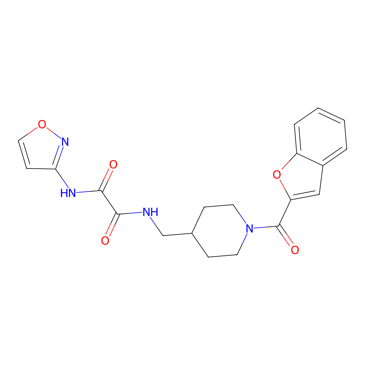 N1-((1-(benzofuran-2-carbonyl)piperidin-4-yl)methyl)-N2-(isoxazol-3-yl)oxalamide molecular structure, CAS 1235649-25-8