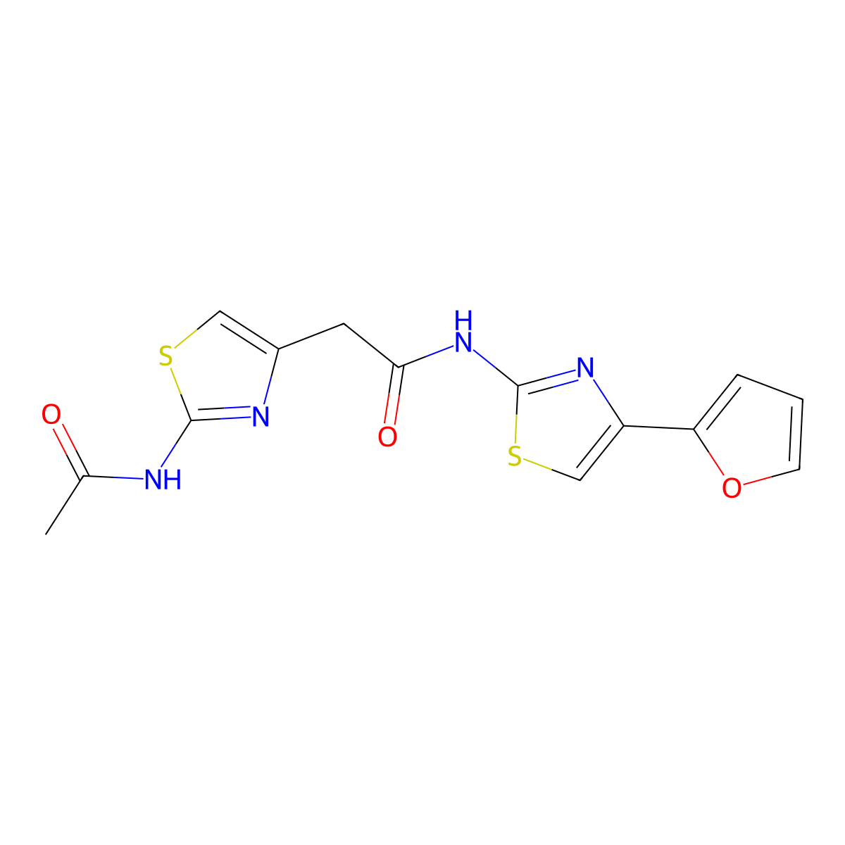 2-(2-acetamidothiazol-4-yl)-N-(4-(furan-2-yl)thiazol-2-yl)acetamide molecular structure, CAS 1235650-28-8