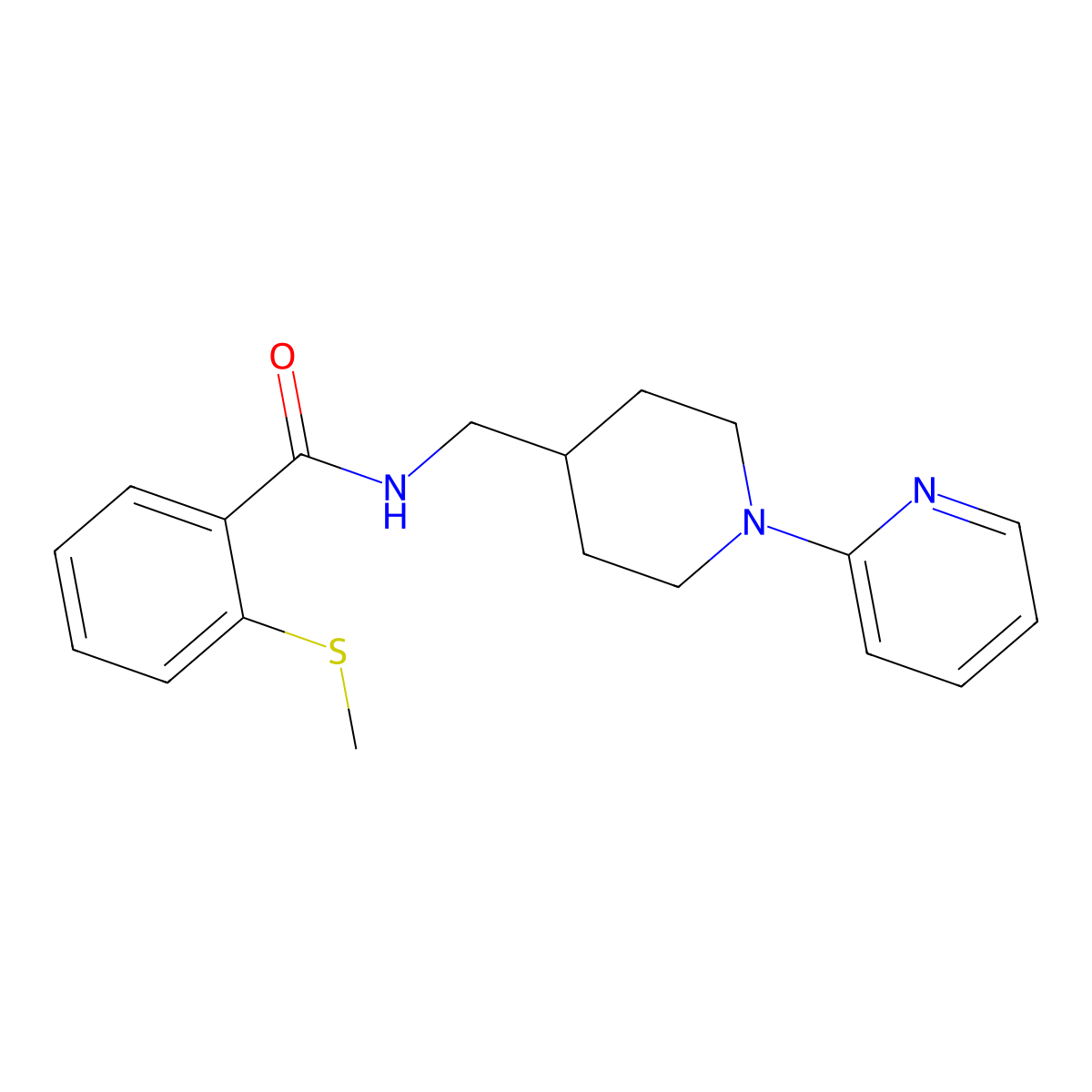 2-(methylthio)-N-((1-(pyridin-2-yl)piperidin-4-yl)methyl)benzamide molecular structure, CAS 1235650-42-6