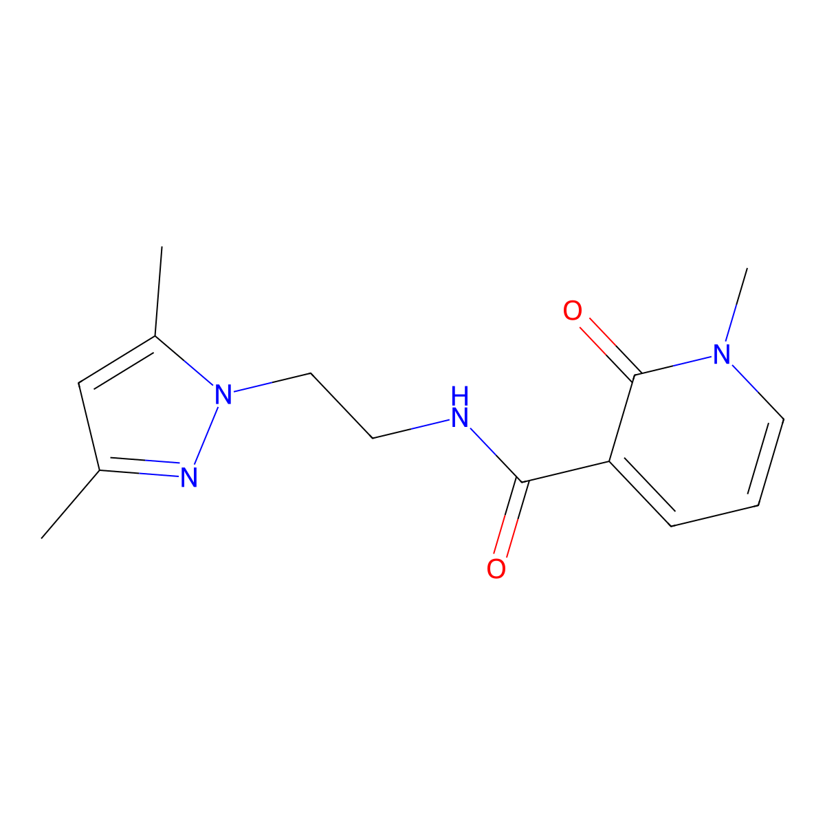 N-[2-(3,5-dimethyl-1H-pyrazol-1-yl)ethyl]-1-methyl-2-oxo-1,2-dihydropyridine-3-carboxamide molecular structure, CAS 1235650-63-1