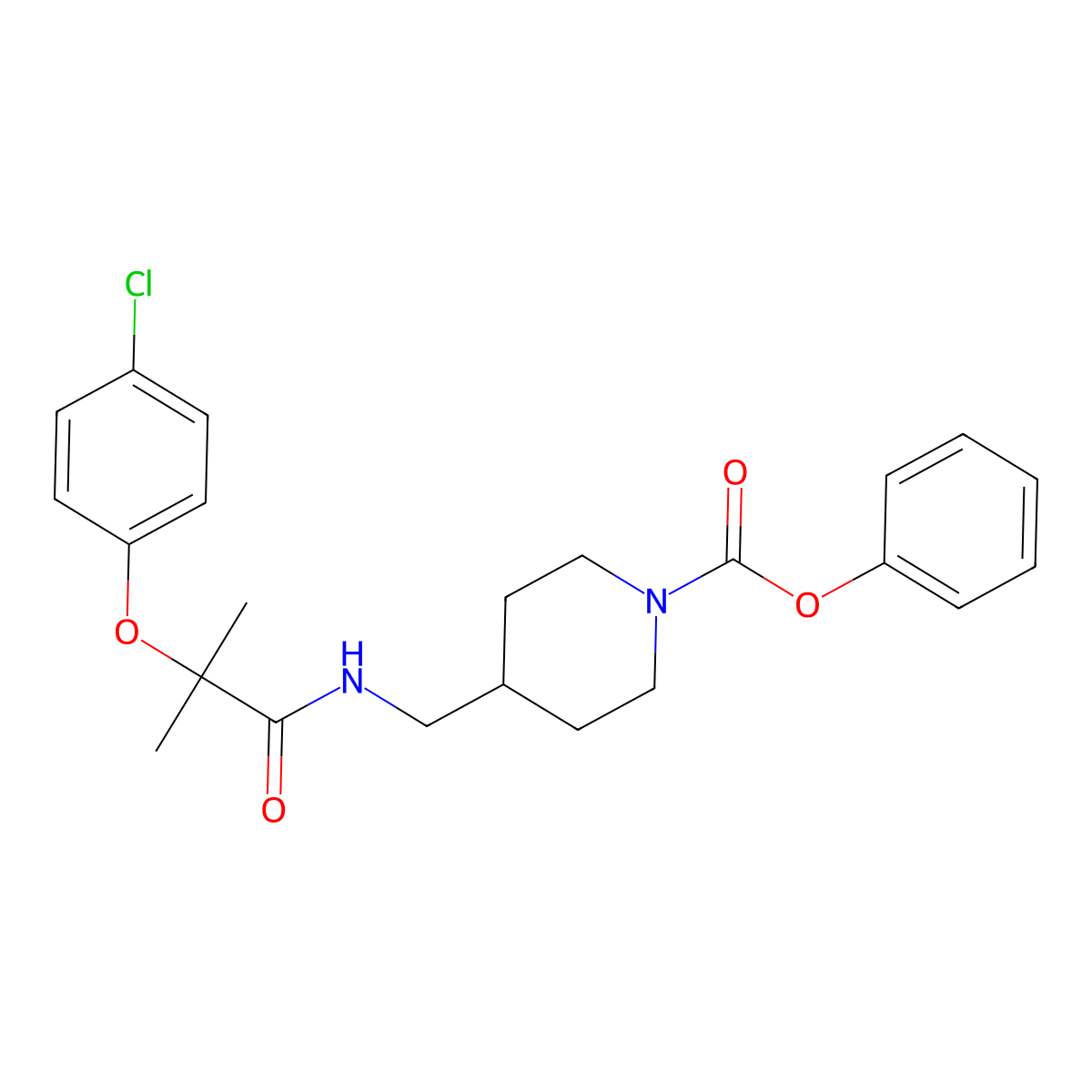 Phenyl 4-{[2-(4-chlorophenoxy)-2-methylpropanamido]methyl}piperidine-1-carboxylate molecular structure, CAS 1235652-18-2