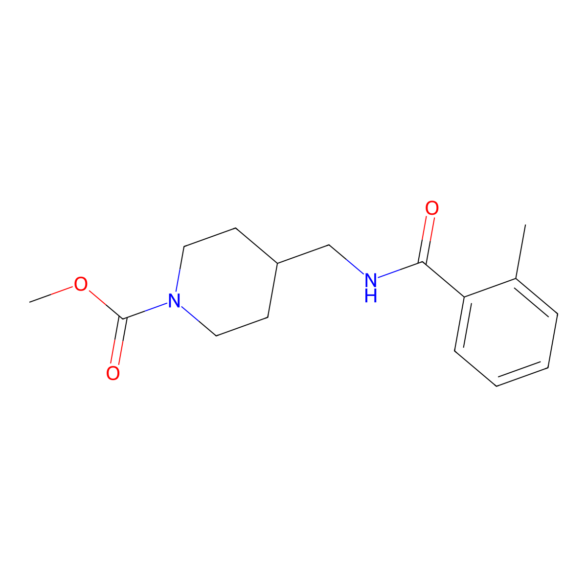 Methyl 4-((2-methylbenzamido)methyl)piperidine-1-carboxylate molecular structure, CAS 1235652-29-5