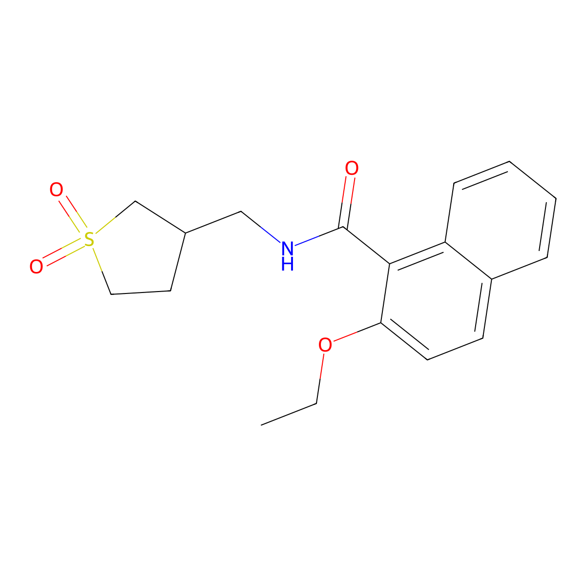 N-((1,1-dioxidotetrahydrothiophen-3-yl)methyl)-2-ethoxy-1-naphthamide molecular structure, CAS 1235652-35-3