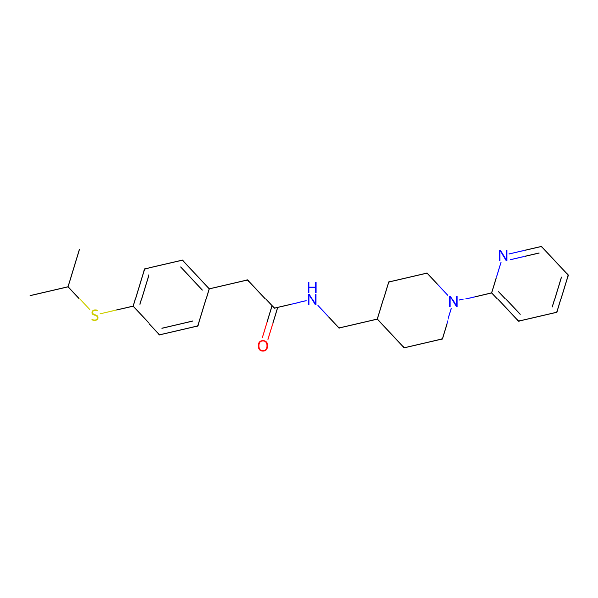 2-(4-(isopropylthio)phenyl)-N-((1-(pyridin-2-yl)piperidin-4-yl)methyl)acetamide molecular structure, CAS 1235652-42-2