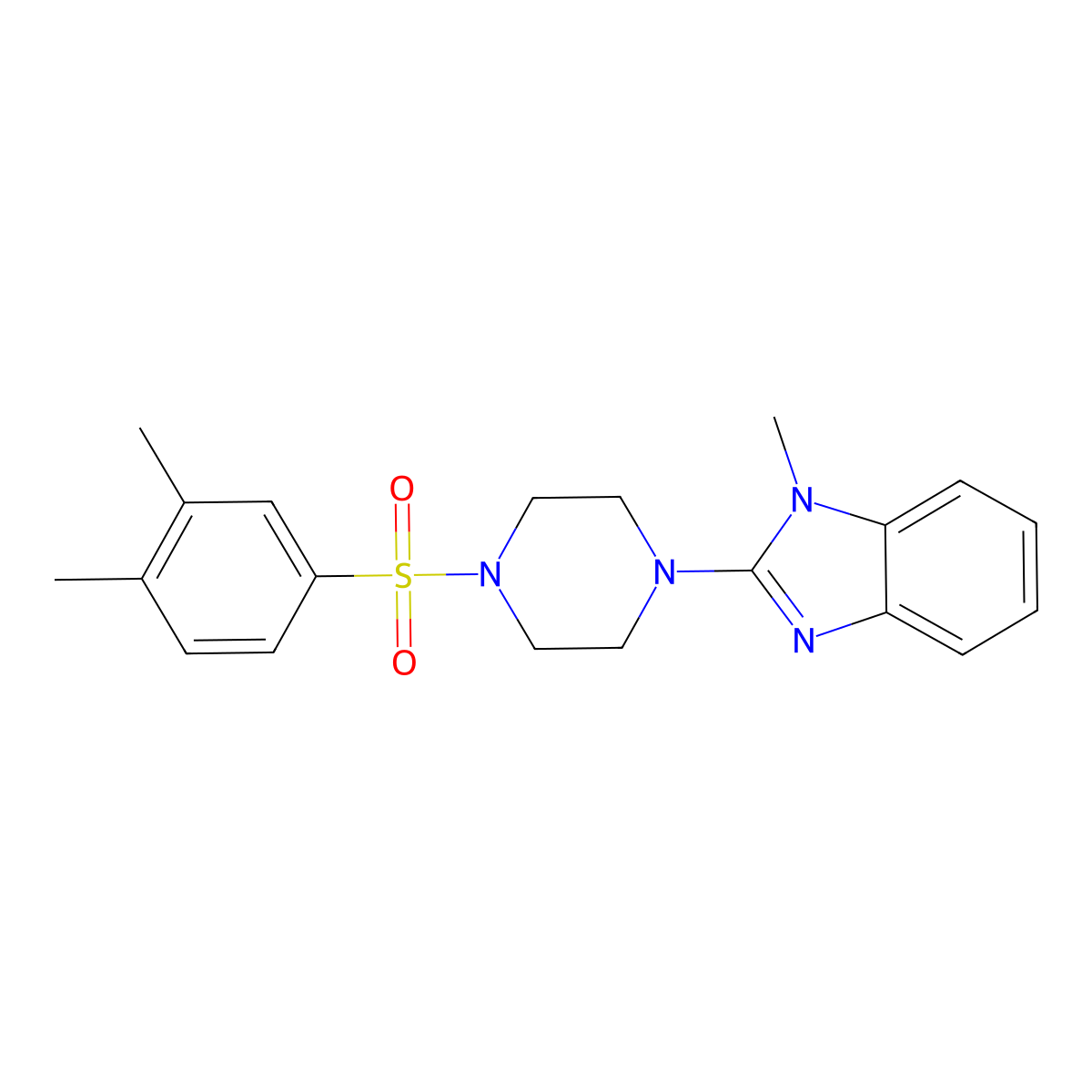 2-(4-((3,4-dimethylphenyl)sulfonyl)piperazin-1-yl)-1-methyl-1H-benzo[d]imidazole molecular structure, CAS 1235653-05-0