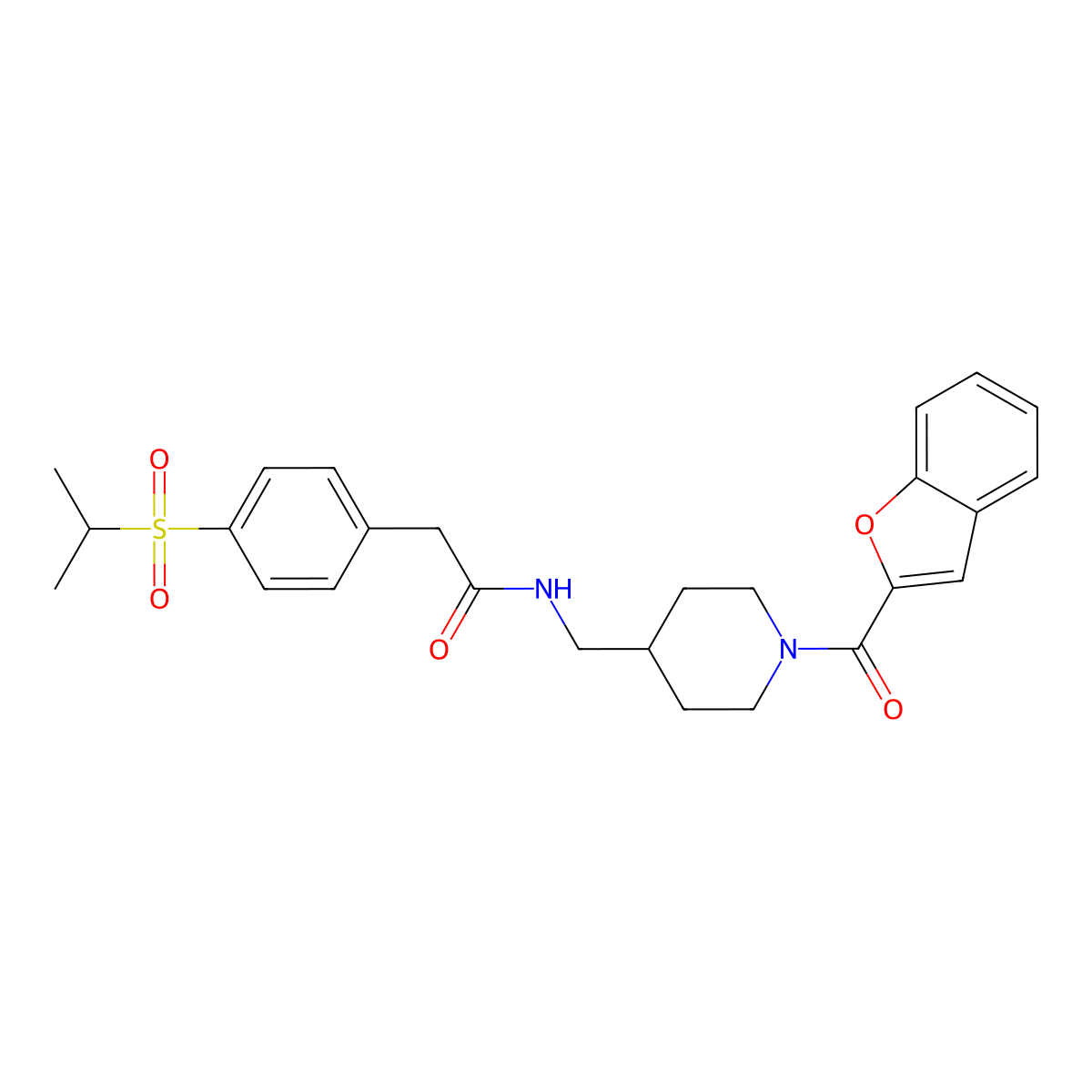 N-((1-(benzofuran-2-carbonyl)piperidin-4-yl)methyl)-2-(4-(isopropylsulfonyl)phenyl)acetamide molecular structure, CAS 1235654-44-0