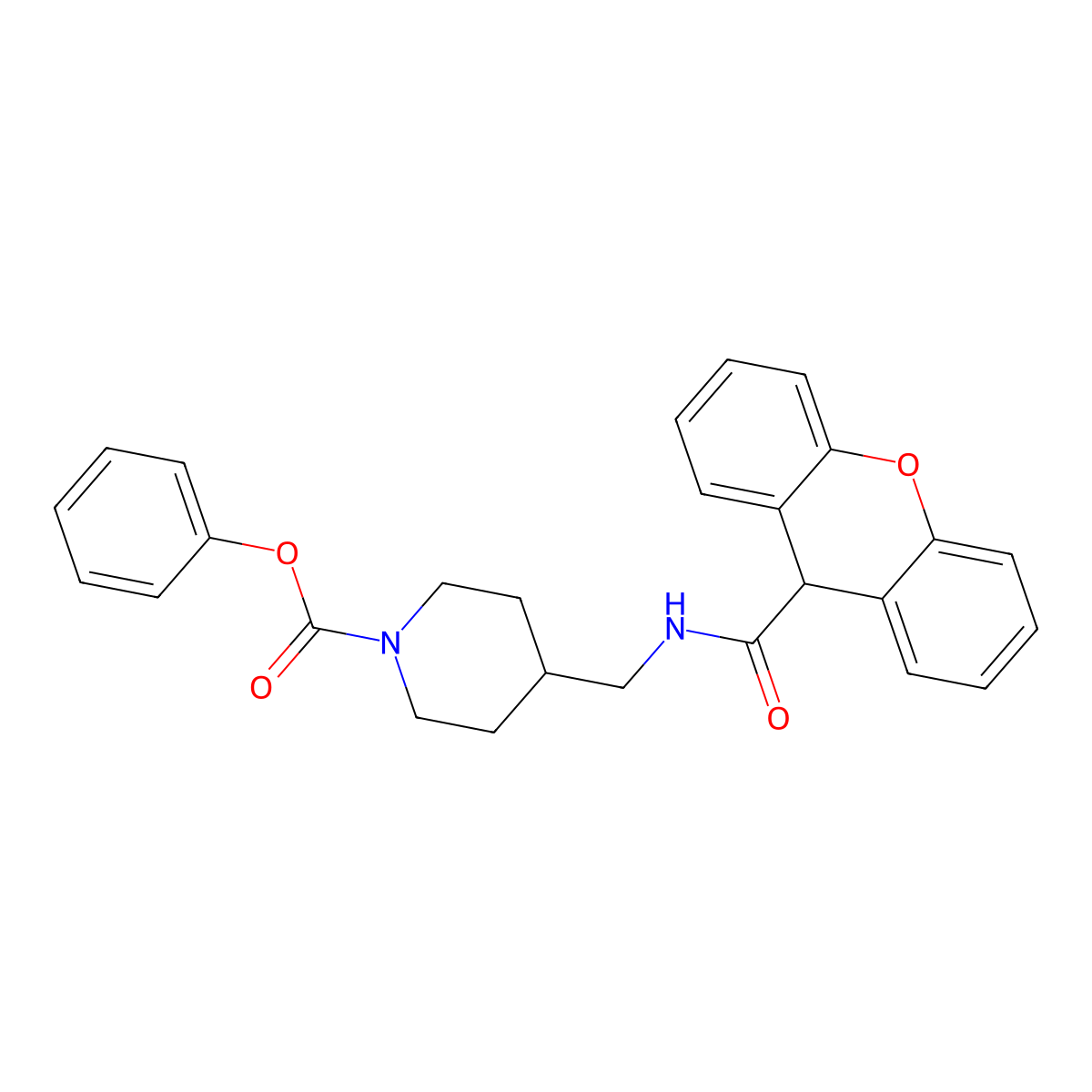 phenyl 4-((9H-xanthene-9-carboxamido)methyl)piperidine-1-carboxylate molecular structure, CAS 1235655-42-1