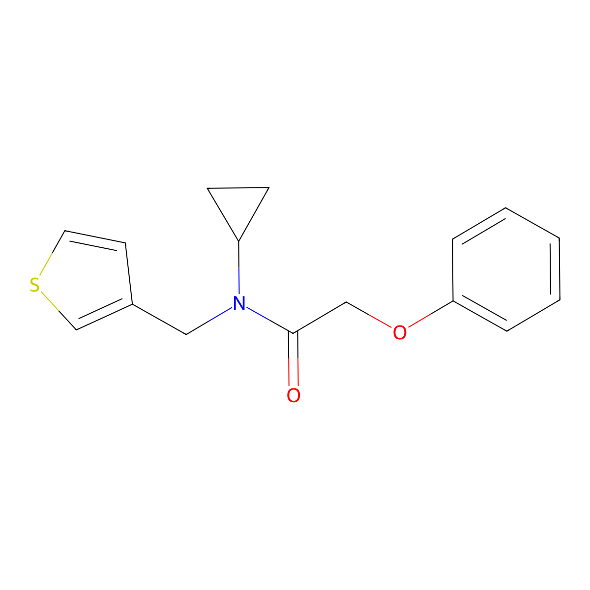 N-cyclopropyl-2-phenoxy-N-(thiophen-3-ylmethyl)acetamide molecular structure, CAS 1235655-43-2
