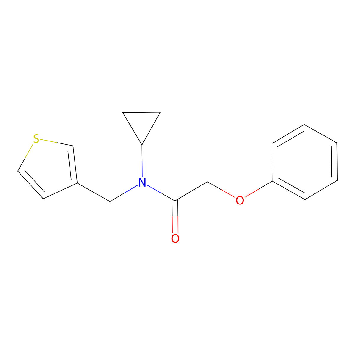 N-cyclopropyl-2-phenoxy-N-(thiophen-3-ylmethyl)acetamide molecular structure, CAS 1235655-43-2
